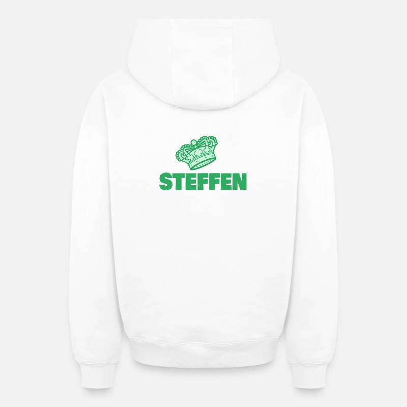 Prénom Steffen - Sweat à capuche unisexe zippé oversize épais SPREAD - blanc