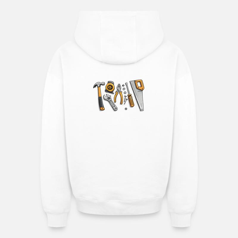 Illustration d’outils pour artisans - Sweat à capuche unisexe zippé oversize épais SPREAD - blanc