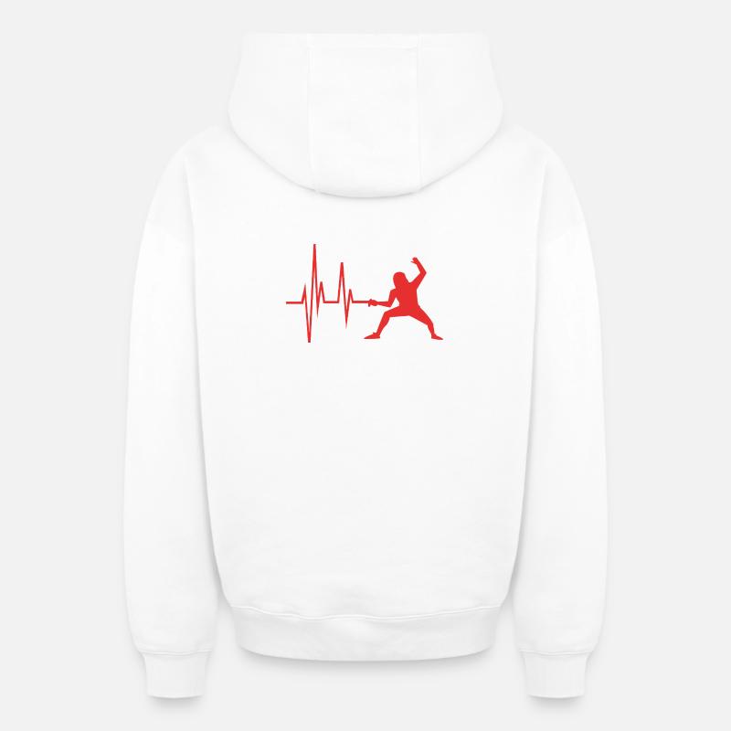 escrime - Sweat à capuche unisexe zippé oversize épais SPREAD - blanc