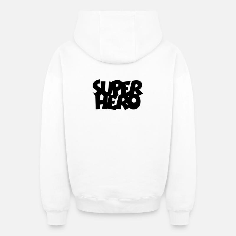 SUPERHERO - Oversized Heavyweight Unisex Zip Hoodie - Weiß