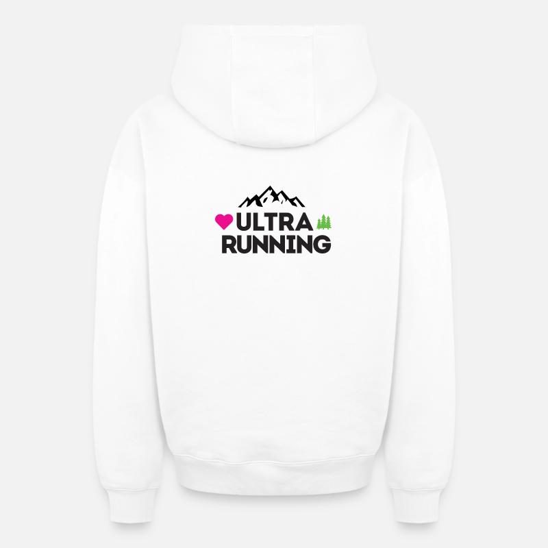 Ultra Running – Mon amour - Sweat à capuche unisexe zippé oversize épais SPREAD - blanc