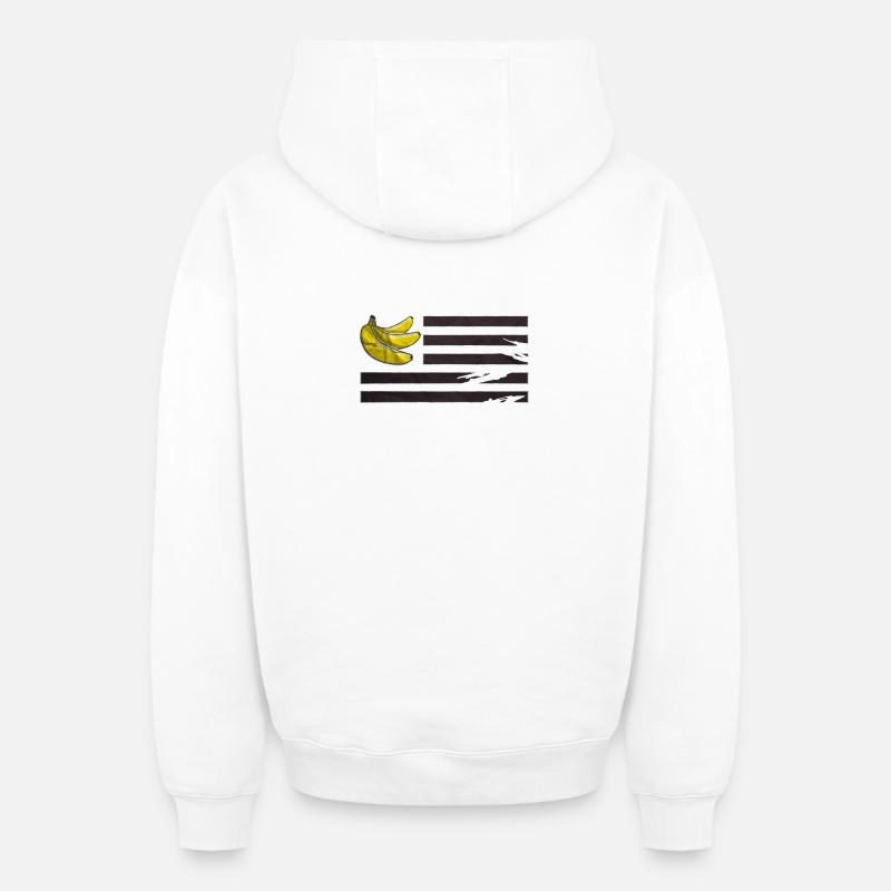 Republique 3 bananes - Sweat à capuche unisexe zippé oversize épais SPREAD - blanc