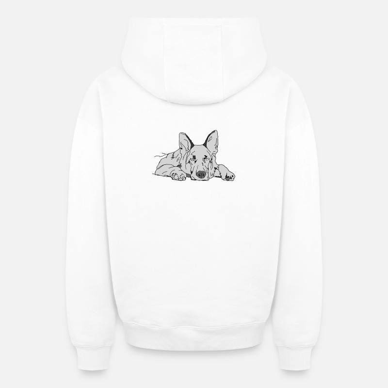 Chien de berger - Sweat à capuche unisexe zippé oversize épais SPREAD - blanc