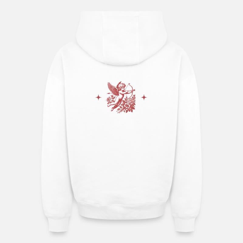 Cupidon Floral Arc - Sweat à capuche unisexe zippé oversize épais SPREAD - blanc