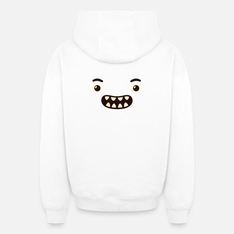 Visage de monstre - Sweat à capuche unisexe zippé oversize épais SPREAD - blanc
