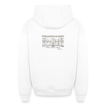 Baltimore, Hand Drawing George Peabody Library - Oversized Heavyweight Unisex Zip Hoodie - white - Back - AI Model Male 178 light (178cm)