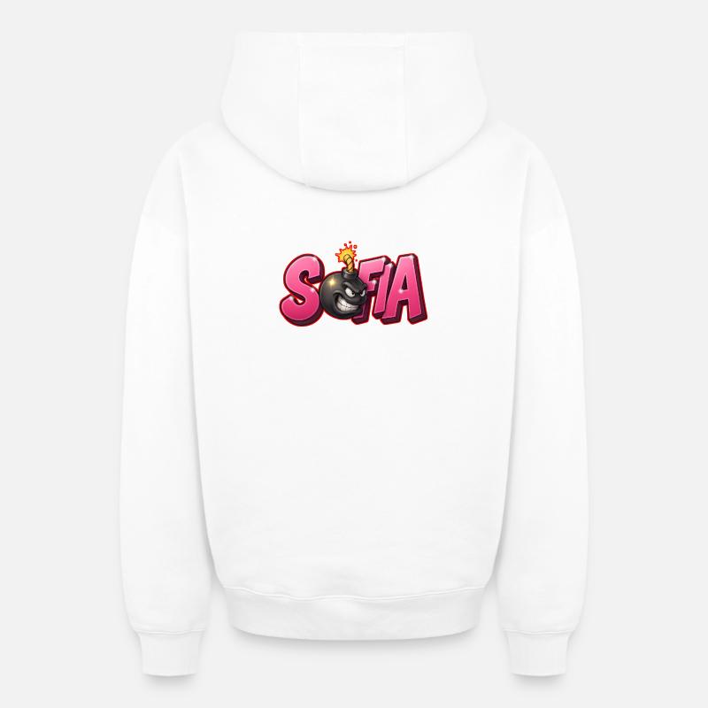 Sofia Graffiti Name Bomb Graffité 3D - Oversized Heavyweight Unisex Zip Hoodie - Weiß