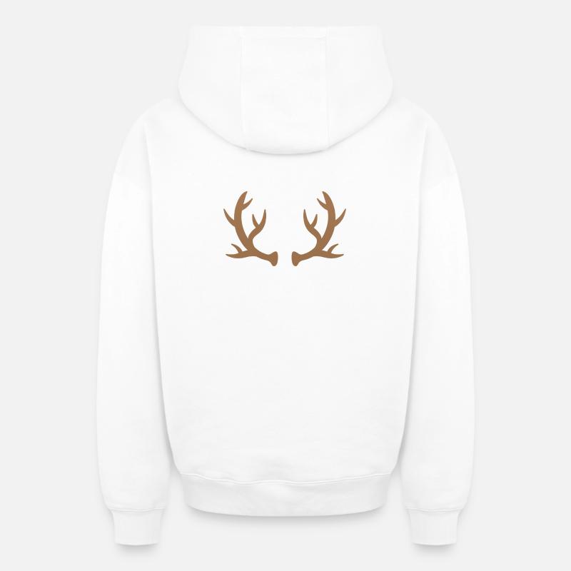 Silhouette des bois de cerf bruns - Sweat à capuche unisexe zippé oversize épais SPREAD - blanc