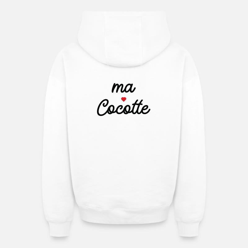 Ma Cocotte Coeur - Sweat à capuche unisexe zippé oversize épais SPREAD - blanc
