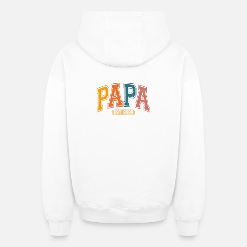 Papa Est. 2026 - Sweat à capuche unisexe zippé oversize épais SPREAD - blanc