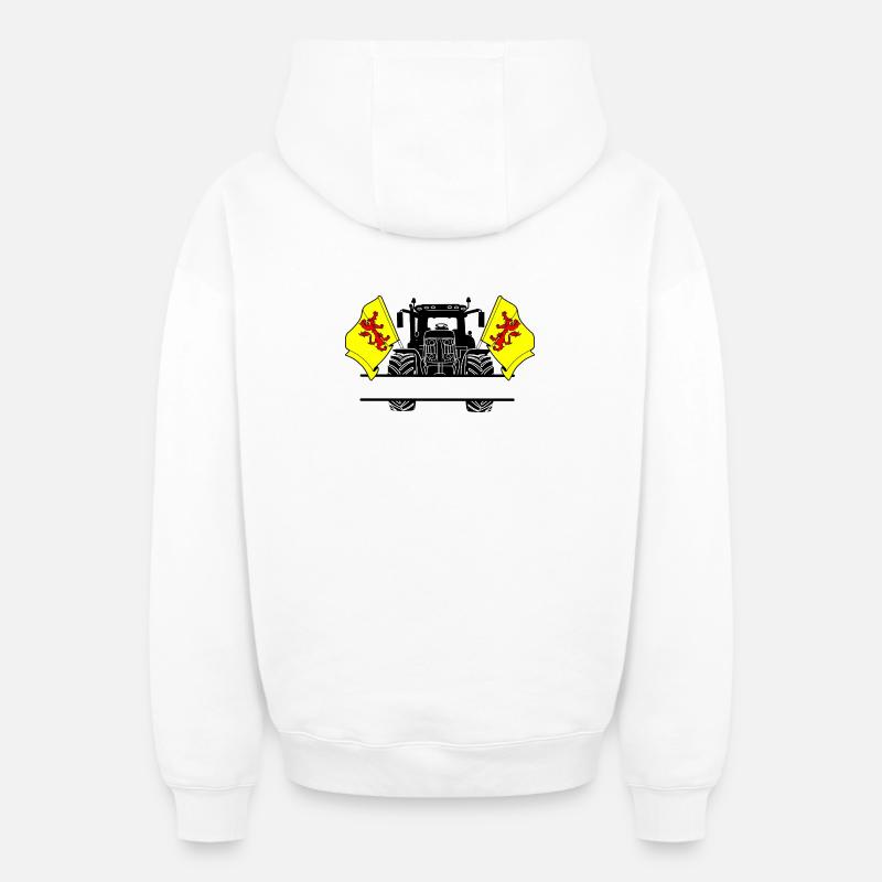 Sud Holland_Tractor_Custom_Edition - Sweat à capuche unisexe zippé oversize épais SPREAD - blanc