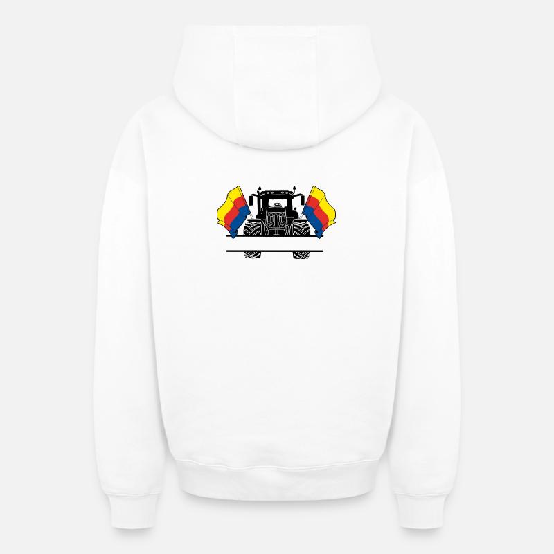 Holland_Tractor_Custom_Edition du Nord - Sweat à capuche unisexe zippé oversize épais SPREAD - blanc