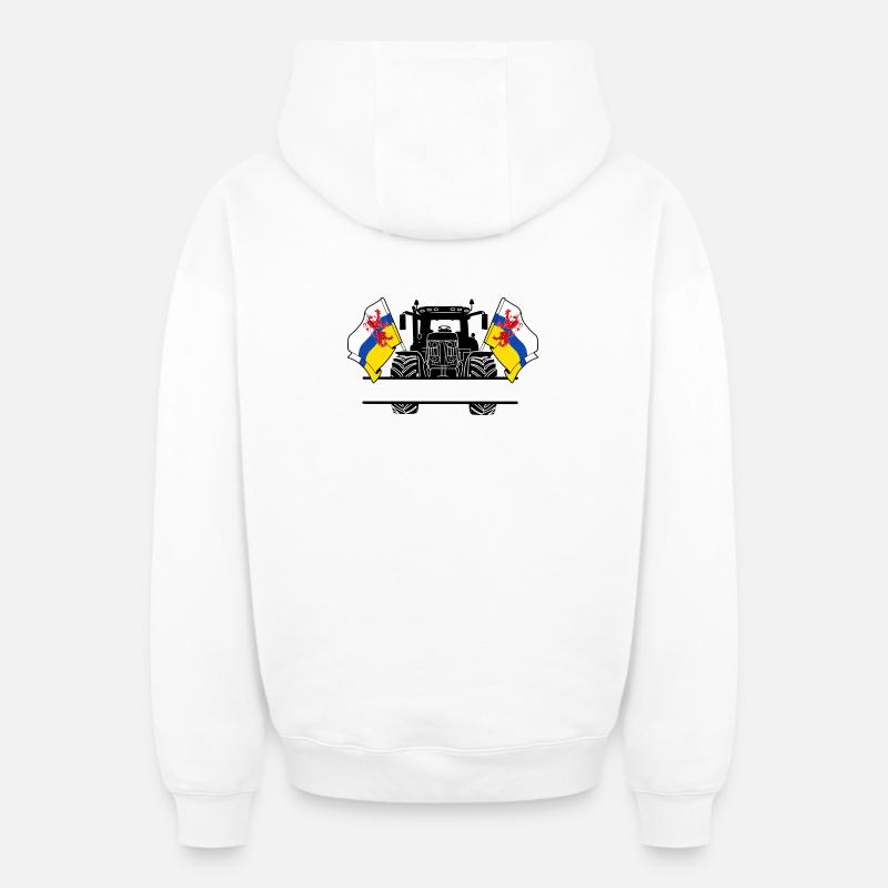 Limburg_Tractor_Custom_Edition - Sweat à capuche unisexe zippé oversize épais SPREAD - blanc