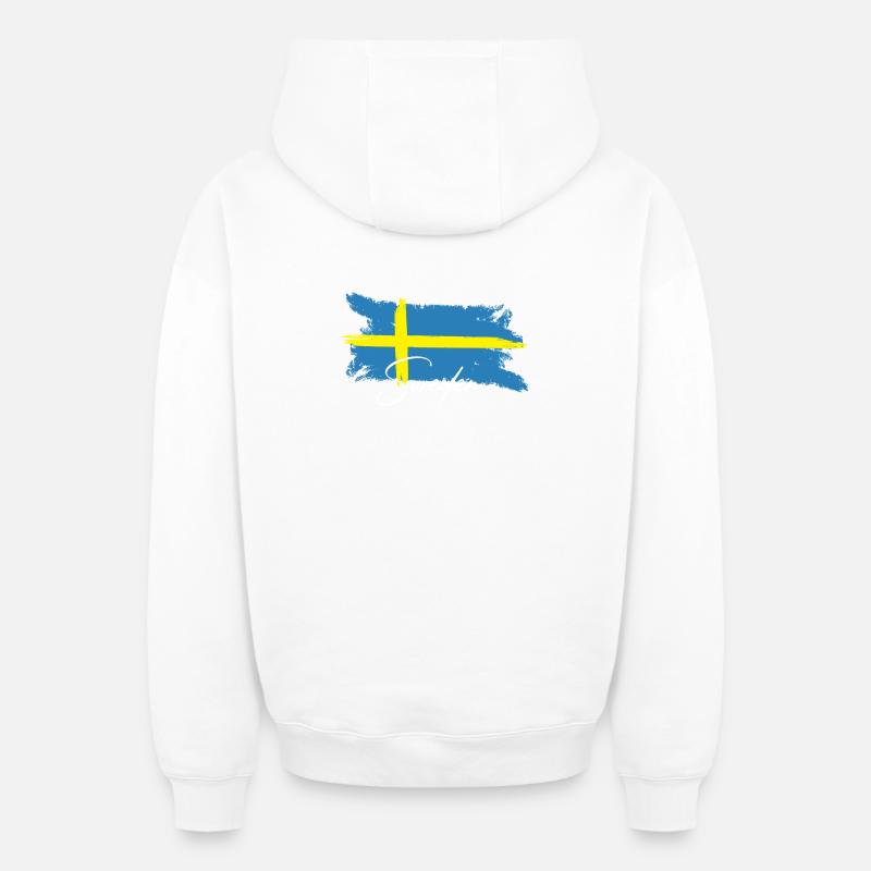 Suède, Scandinavie - Sweat à capuche unisexe zippé oversize épais SPREAD - blanc