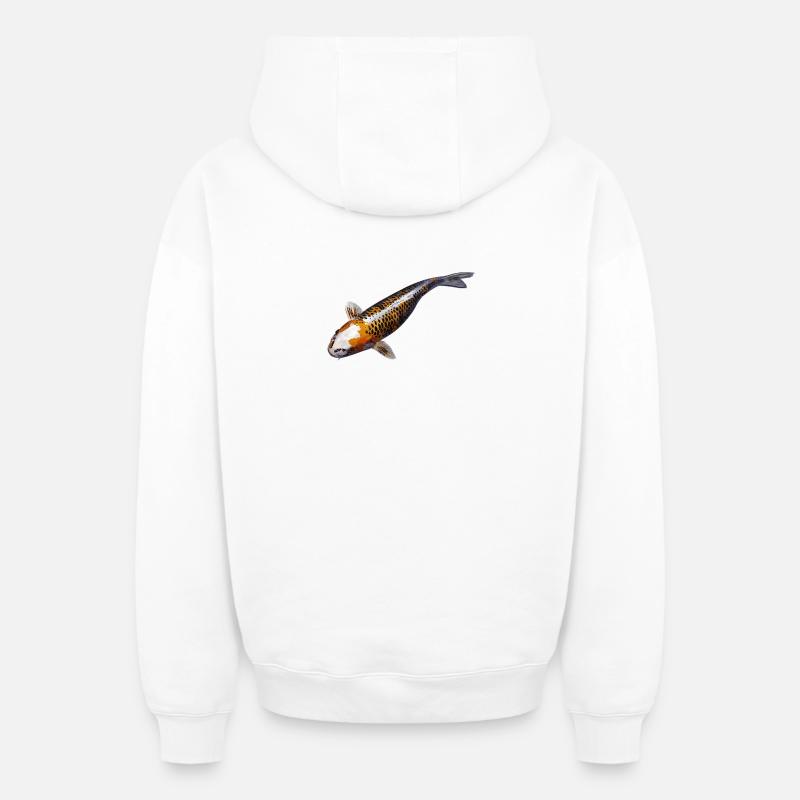 Carp koi - Sweat à capuche unisexe zippé oversize épais SPREAD - blanc