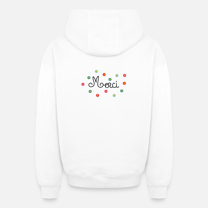Merci - Sweat à capuche unisexe zippé oversize épais SPREAD - blanc