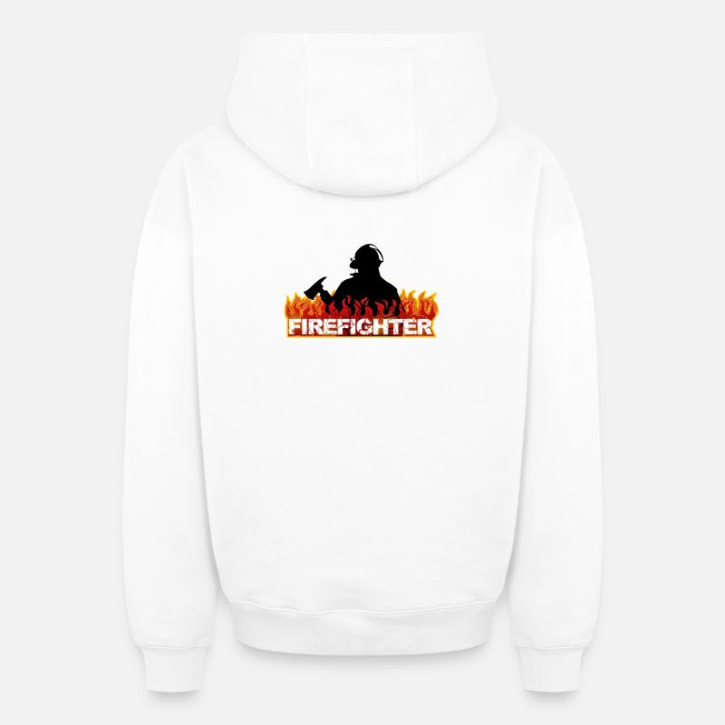 Pompier - Sweat à capuche unisexe zippé oversize épais SPREAD - blanc