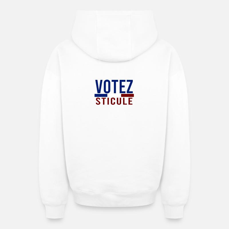 Votez humour - Sweat à capuche unisexe zippé oversize épais SPREAD - blanc