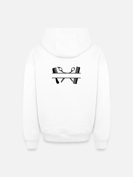 Zwei Kämme und Scheren Textbanner - Oversized Heavyweight Unisex Zip Hoodie - Weiß
