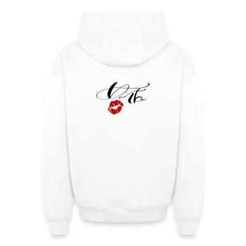 Thank you - Oversized Heavyweight Unisex Zip Hoodie - white - Back - AI Model Male 178 light (178cm)