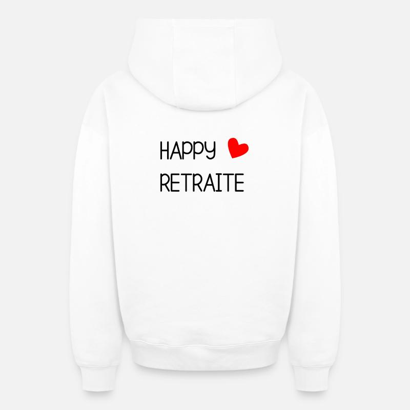 RETRAITE. RETRAITE. RETRAITEE. RETRAITE - Sweat à capuche unisexe zippé oversize épais SPREAD - blanc