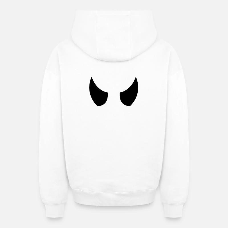 Devil Horns - Oversized Heavyweight Unisex Zip Hoodie - white