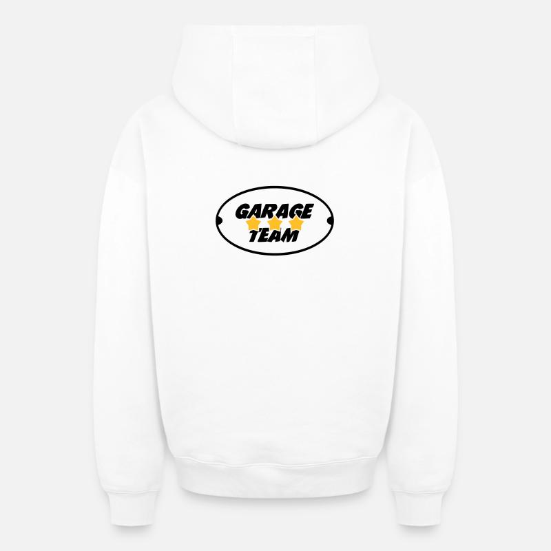 Garage Team - Sweat à capuche unisexe zippé oversize épais SPREAD - blanc