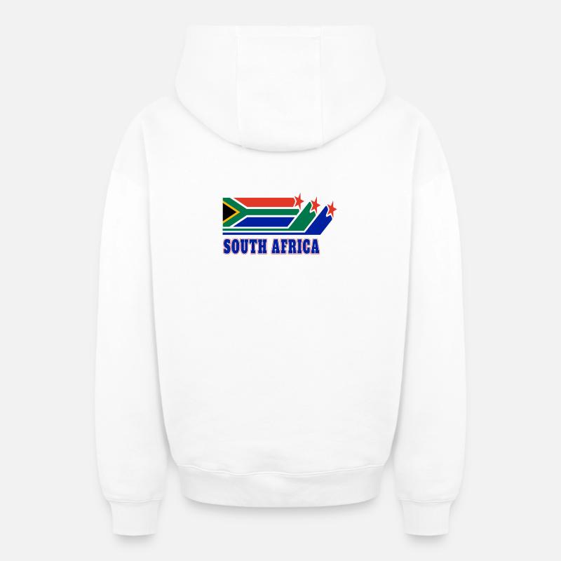 Drapeaux d'Afrique du Sud - Sweat à capuche unisexe zippé oversize épais SPREAD - blanc