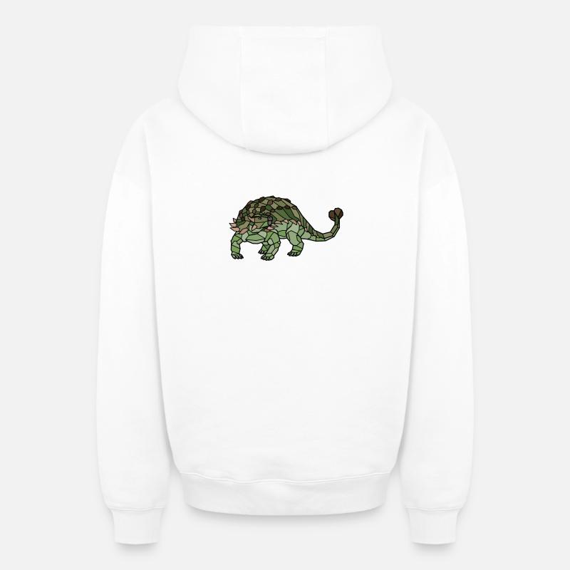 Ankylosaurus - Sweat à capuche unisexe zippé oversize épais SPREAD - blanc