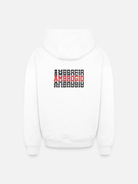 t-shirt Ambrogio gift t-shirt stacked text - Oversized Heavyweight Unisex Zip Hoodie - white