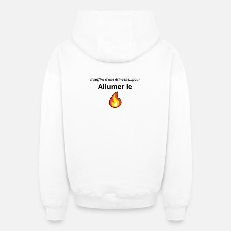 Allumer le feu chanson - Sweat à capuche unisexe zippé oversize épais SPREAD - blanc