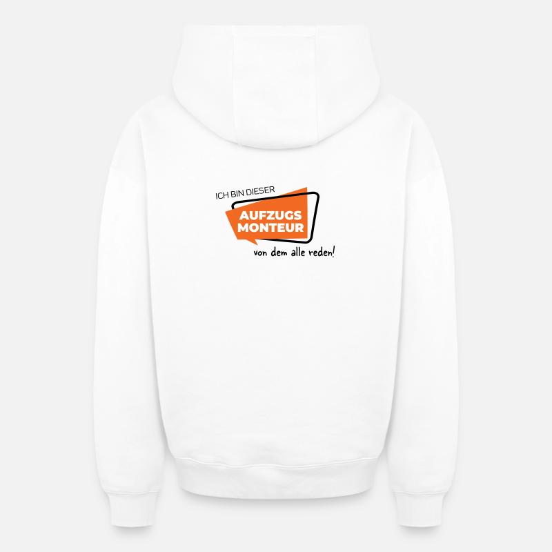 Aufzugsmonteur - Oversized Heavyweight Unisex Zip Hoodie - Weiß