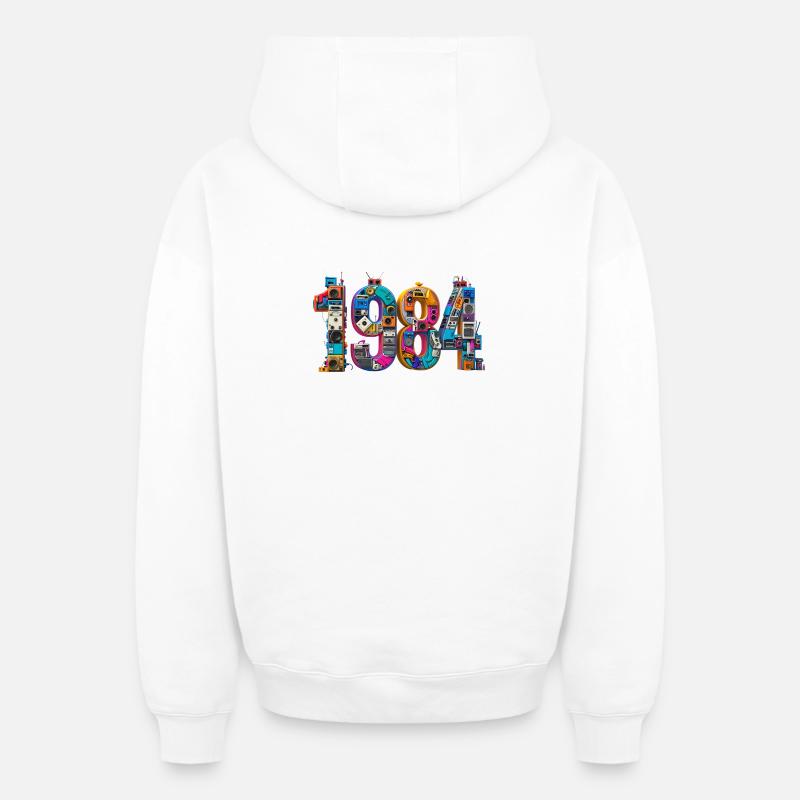 1984 – Abitur, Geburt oder Heirat - Oversized Heavyweight Unisex Zip Hoodie - Weiß