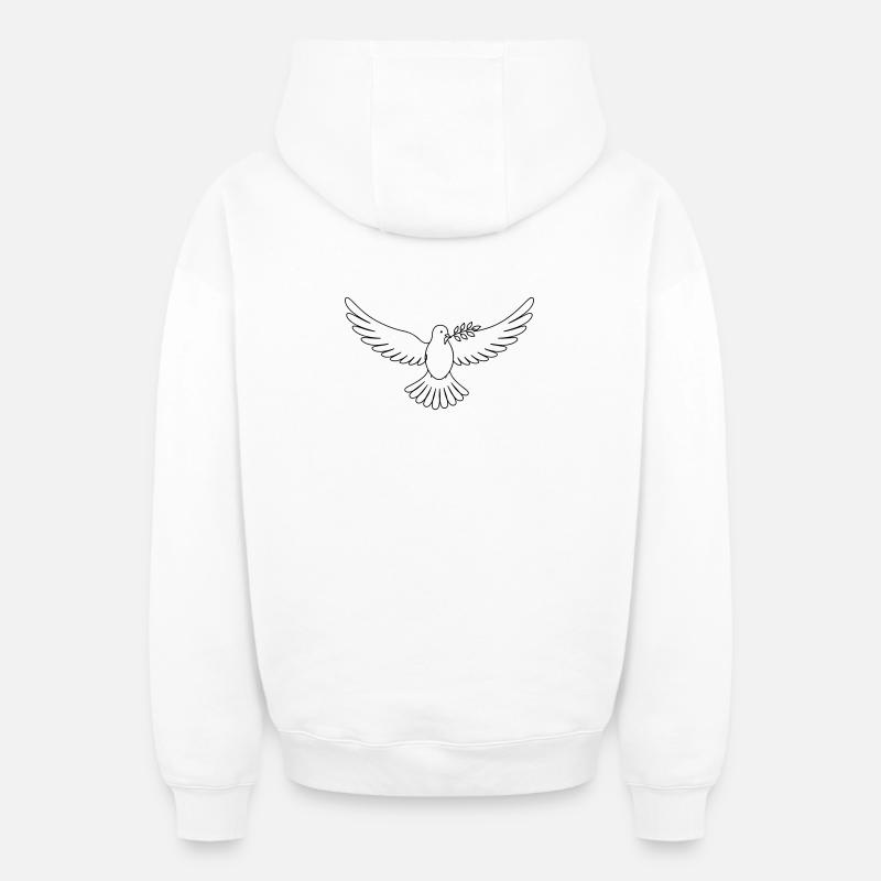 Paix de la colombe - Sweat à capuche unisexe zippé oversize épais SPREAD - blanc