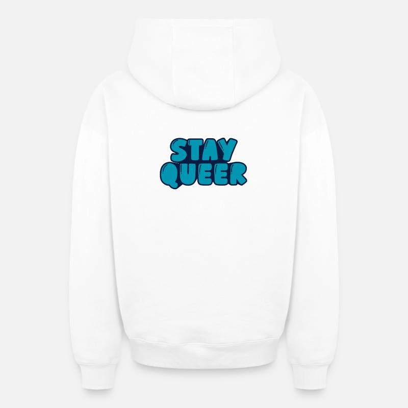 Reste queer - Sweat à capuche unisexe zippé oversize épais SPREAD - blanc