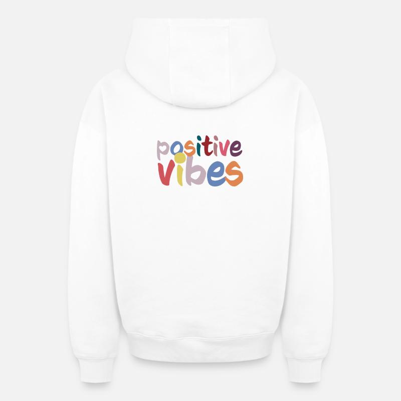 Ondes positives - Sweat à capuche unisexe zippé oversize épais SPREAD - blanc