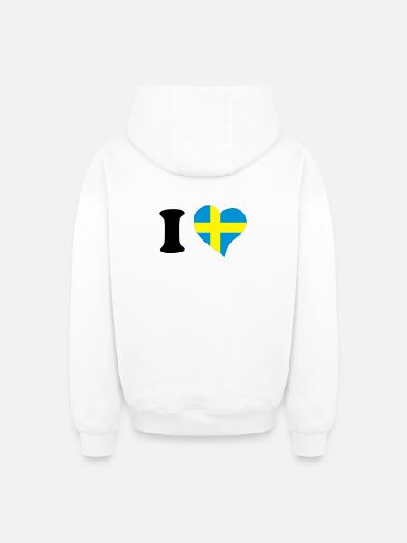 I love Sweden - Oversized Heavyweight Unisex Zip Hoodie - white