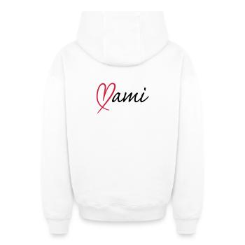 Mami Herz | Heart - Oversized Heavyweight Unisex Zip Hoodie - white - Back - AI Model Male 178 light (178cm)
