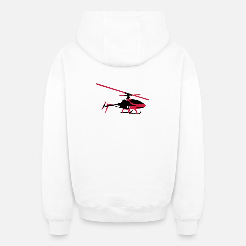 modèle d'hélicoptère - Sweat à capuche unisexe zippé oversize épais SPREAD - blanc