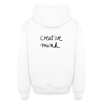 creative mind - Sweat à capuche unisexe zippé oversize épais SPREAD - blanc - Dos - AI Model Male 178 light (178cm)