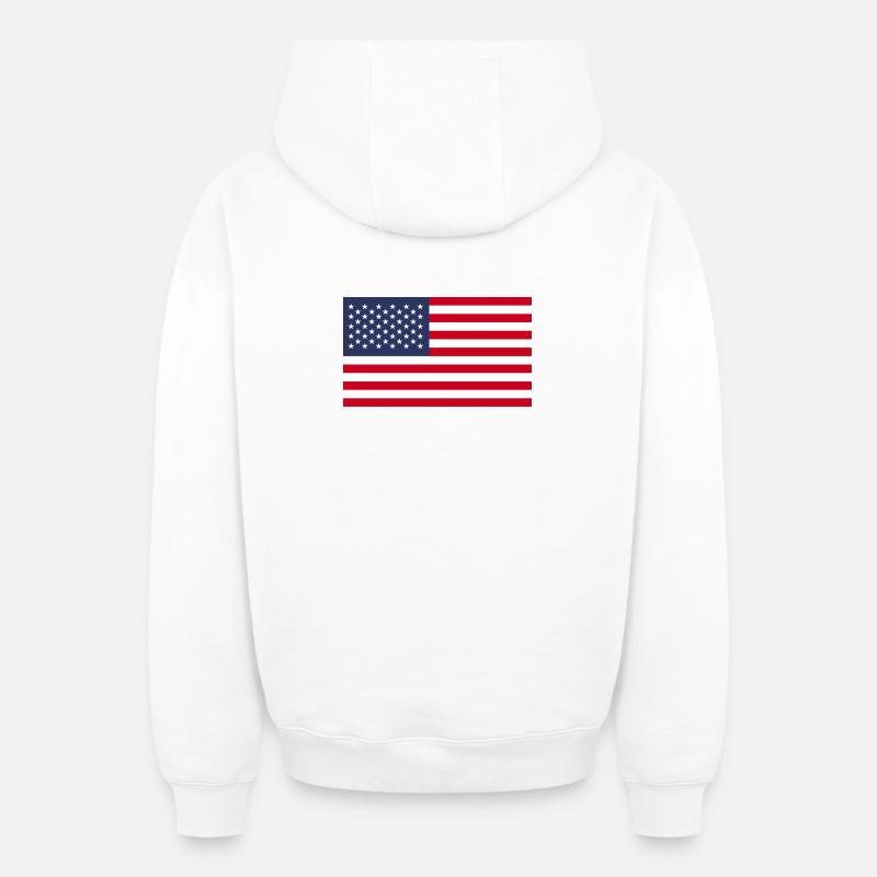 Drapeau des États-Unis - Sweat à capuche unisexe zippé oversize épais SPREAD - blanc