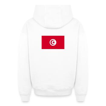 Tunisia National Flag - Oversized Heavyweight Unisex Zip Hoodie - white - Back - AI Model Male 178 light (178cm)