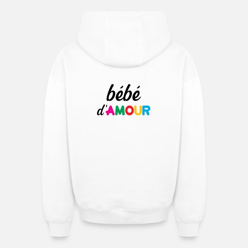 bébé d'Amour - Sweat à capuche unisexe zippé oversize épais SPREAD - blanc