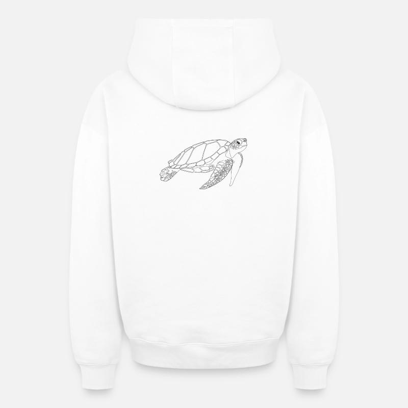 Tortue marine - Sweat à capuche unisexe zippé oversize épais SPREAD - blanc