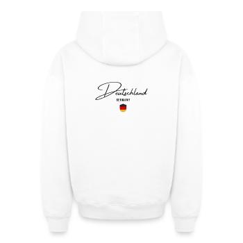 Flagge Deutschlands, deutscher Stolz - Oversized Heavyweight Unisex Zip Hoodie - Weiß - Hinten - AI Model Male 178 light (178cm)