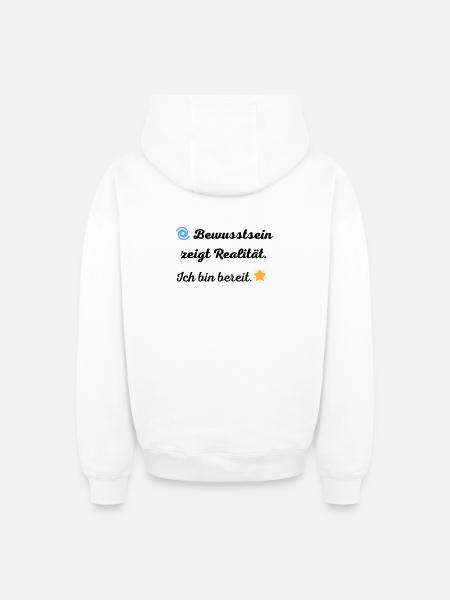 Bewusstsein_zeigt_Realitaet - Oversized Heavyweight Unisex Zip Hoodie - white