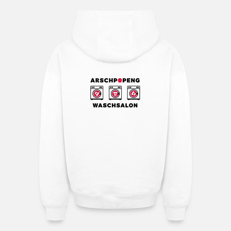 Laverie automatique d’Arschpopeng - Sweat à capuche unisexe zippé oversize épais SPREAD - blanc