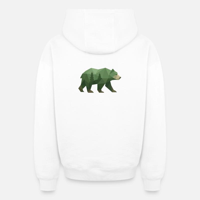 Ours géométrique - Sweat à capuche unisexe zippé oversize épais SPREAD - blanc
