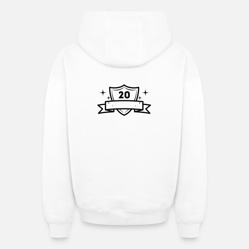 20 ans - anniversaire - anniversaire - Sweat à capuche unisexe zippé oversize épais SPREAD - blanc