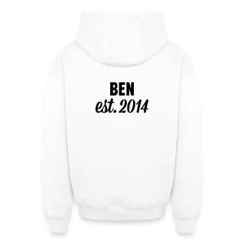Ben est 2014 - Oversized Heavyweight Unisex Zip Hoodie - Weiß - Hinten - AI Model Male 178 light (178cm)